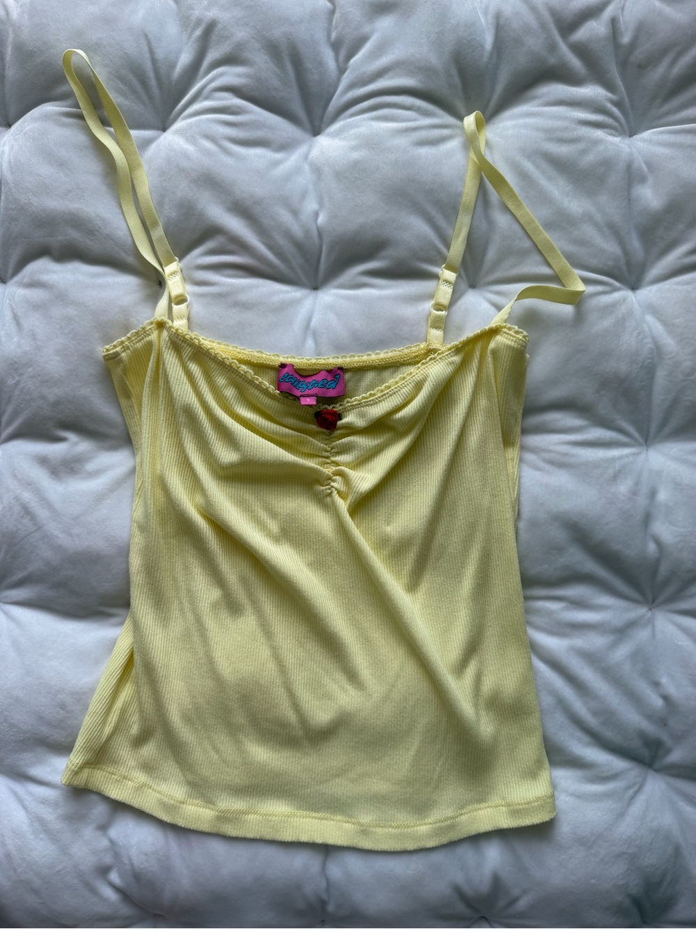 Edikted Yellow Ribbed Cami Top